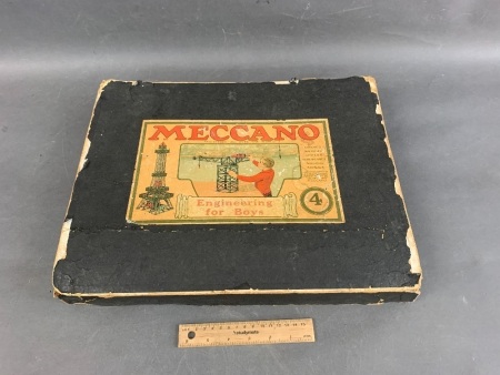 Antique Meccano Engineering for Boys Set 4 c1927 in Original Box with Catalogue