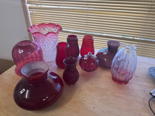 Mixed Cranberry & Red Glass Lantern & Light Shades