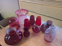 Mixed Cranberry & Red Glass Lantern & Light Shades - 3