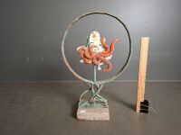 Metal and Ceramic Octopus and Fish Sculpture - By Ted Moran