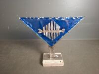 Recycled Cultery Fish and Blue Glass Sculture - By Ted Moran - 2