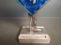 Recycled Cultery Fish and Blue Glass Sculture - By Ted Moran - 4