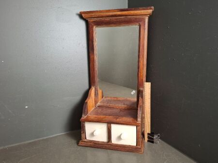 Bench Top Dressing/Shave Mirror with Ceramic Drawers