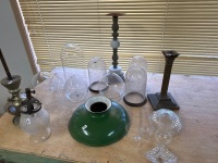 Glass Domes, Enamel Light Light Shade & Misc Oil Lamp Parts