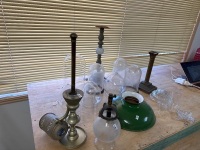 Glass Domes, Enamel Light Light Shade & Misc Oil Lamp Parts - 3