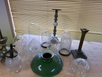 Glass Domes, Enamel Light Light Shade & Misc Oil Lamp Parts - 4