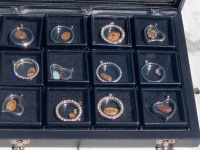 Collection of 12 Yowah Opal Nuts in Pendants in Display Case - 2