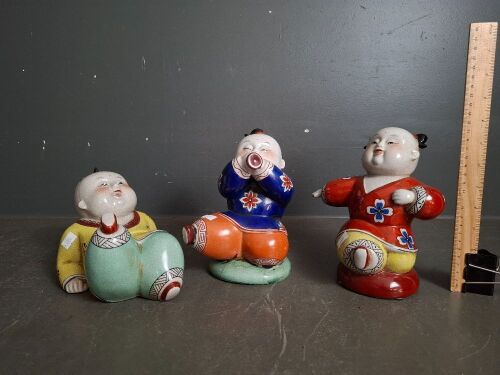 3 Antique Chinese Dancing/Playing Children