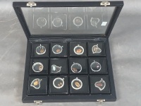 Collection of 12 Yowah Opal Nuts in Pendants in Display Case - 3