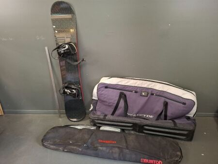 Snowboard - Podium K2 in Burton Bag with Salomon Bindings and Neil Pryde Bike Bag