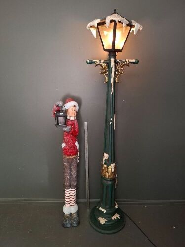 Christmas Festive Street Lamp with Festive Christmas Girl & Lantern