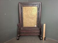 Antique Chinese Brass Inlayed Scholars Table Screen