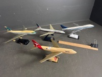 Four Model Airplanes - Qantas, Cathay Pacific, British Airways, Mandarin