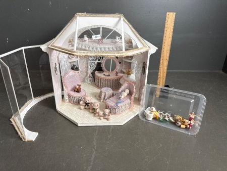 Gorgeous Miniature Dolls House with Porcelain Teddies