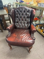 Moran Chesterfield Style Brown Leather Arm Chair 