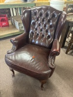 Moran Chesterfield Style Brown Leather Arm Chair 