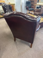 Moran Chesterfield Style Brown Leather Arm Chair  - 3