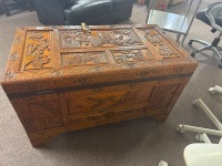 Hand Carved Camphor Laurel Chest with Lock & Brass Fittings - 3