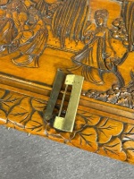 Hand Carved Camphor Laurel Chest with Lock & Brass Fittings - 4