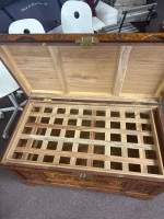 Hand Carved Camphor Laurel Chest with Lock & Brass Fittings - 5