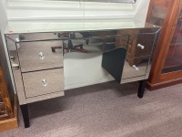 Modern Mirror Vanity Unit with Crystal Handles