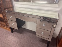 Modern Mirror Vanity Unit with Crystal Handles - 2