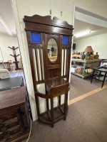 Stunning Antique Hall Stand with Blue Glass Inserts - 2