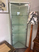 Glass Corner Display Unit with Lights and Lockable w. Key