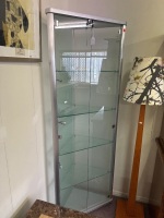 Glass Corner Display Unit with Lights and Lockable w. Key - 2