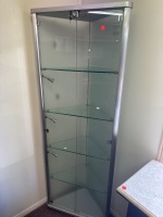 Glass Corner Display Unit with Lights and Lockable w. Key - 2