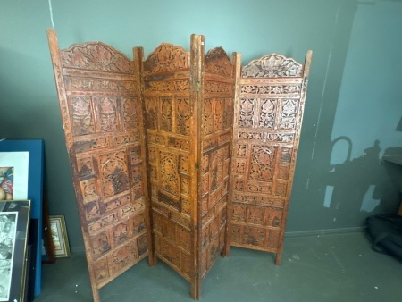 Vintage Hand Carved Wooden Screen