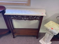 Stone Top Carved Hall Table