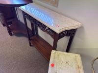 Stone Top Carved Hall Table - 3