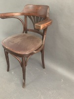 Antique Bentwood Office Chair with Padded Seat - 2