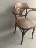 Antique Bentwood Office Chair with Padded Seat - 3