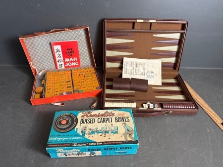 Vintage Mahjong, Backgammon & Biased Carpet Bowls