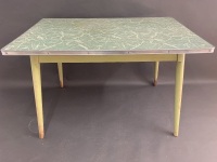 Vintage Mid Century Green Formica Topped Table with Aluminium Edge