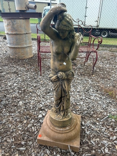 Concrete Lady Statue on Plinth 