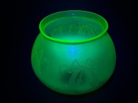 Antique Etched Uranium Glass Lamp Shade