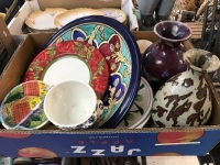 Box Lot of Brightly Glazed Ceramics