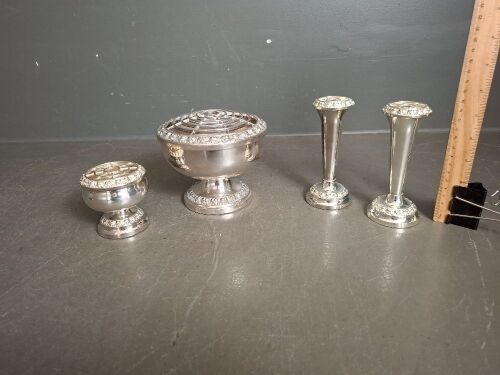 Set of 4 English EPNS Vases inc. 2 alter vases and 2 rose vases