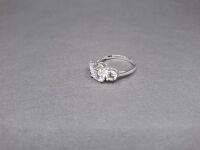 Magnificent Sterling Silver (925) 3-Stone Setting Ring - Size O - 2