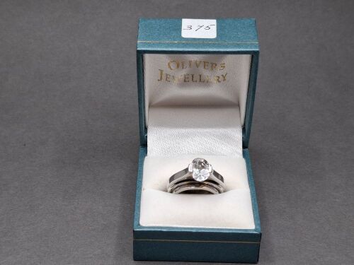 Brilliant Sterling Silver (925) Double Mounted Oval Solitaire Ring - Size I