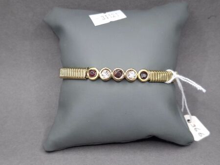 Elegant Multi-Gem Gold Tone Bracelet