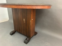 Art Deco Table Base with Inlaid Burr Walnut Oval Top - 2