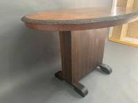 Art Deco Table Base with Inlaid Burr Walnut Oval Top - 3