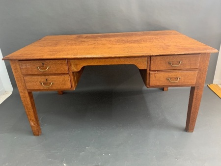 Vintage 4 Drawer Silky Oak Desk