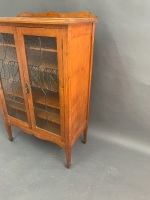 Antique Mahogany 2 Door Music Cabinet with Leadlight Doors - 2