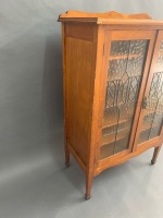 Antique Mahogany 2 Door Music Cabinet with Leadlight Doors - 3