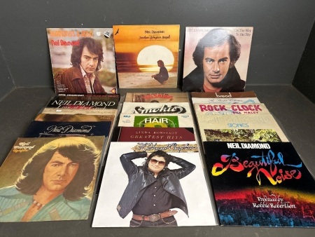 A Large Lot of Collectable Music Vinyl - Include Various Records of Neil Diamond 